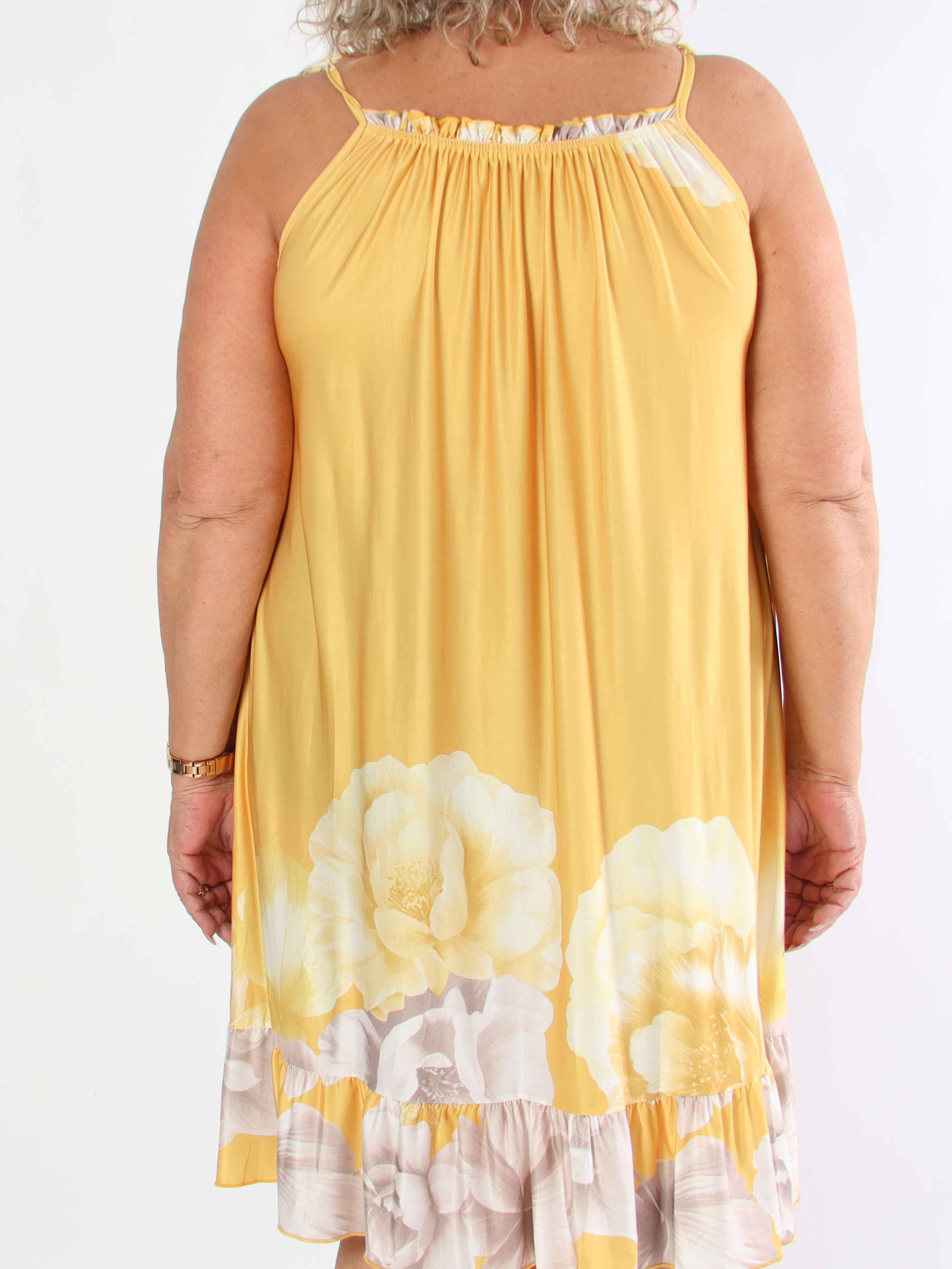 Maya Short - Elastisk plus size sommarklänning med blommigtmönster